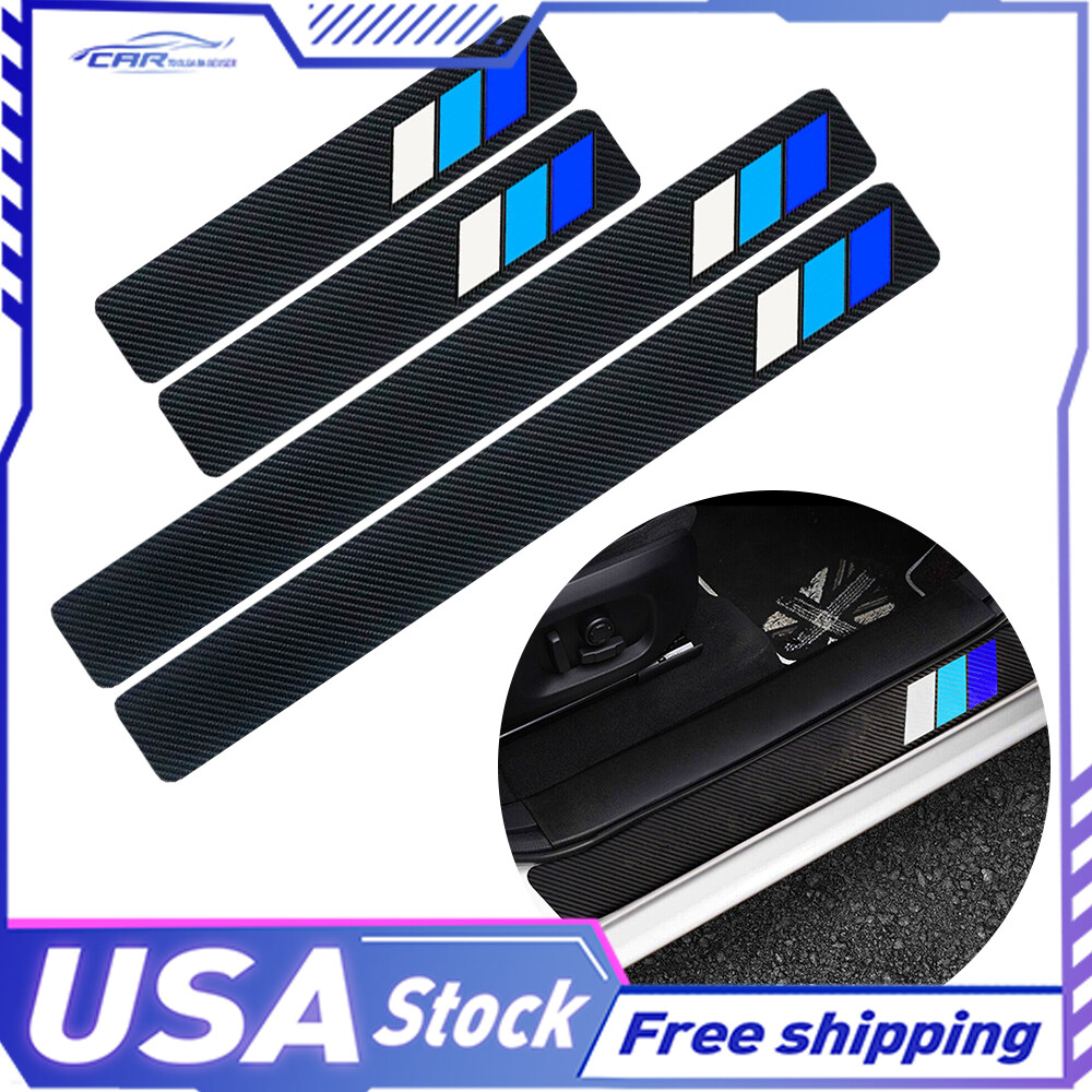 4X For Accessory Tri-Color Toyota Car Blue Door Sill Protector Plate Panel Cover