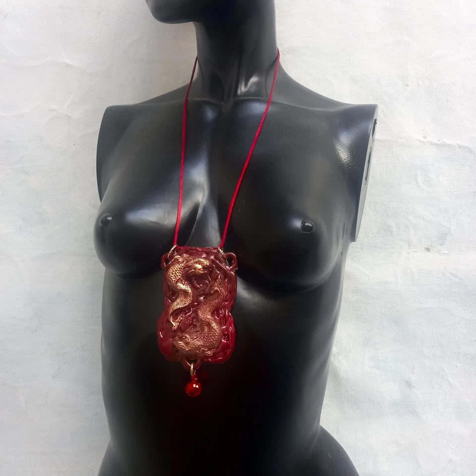 Joyería gótica oscura talismán collar amuleto colgante cara mágica dragón fuego león Foto 4 de 4