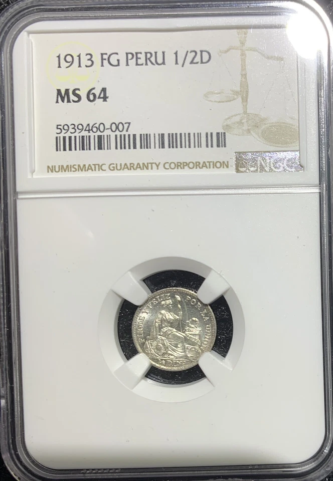 1913 FG PERU 1/2D NGC MS62 - Image 3 of 3