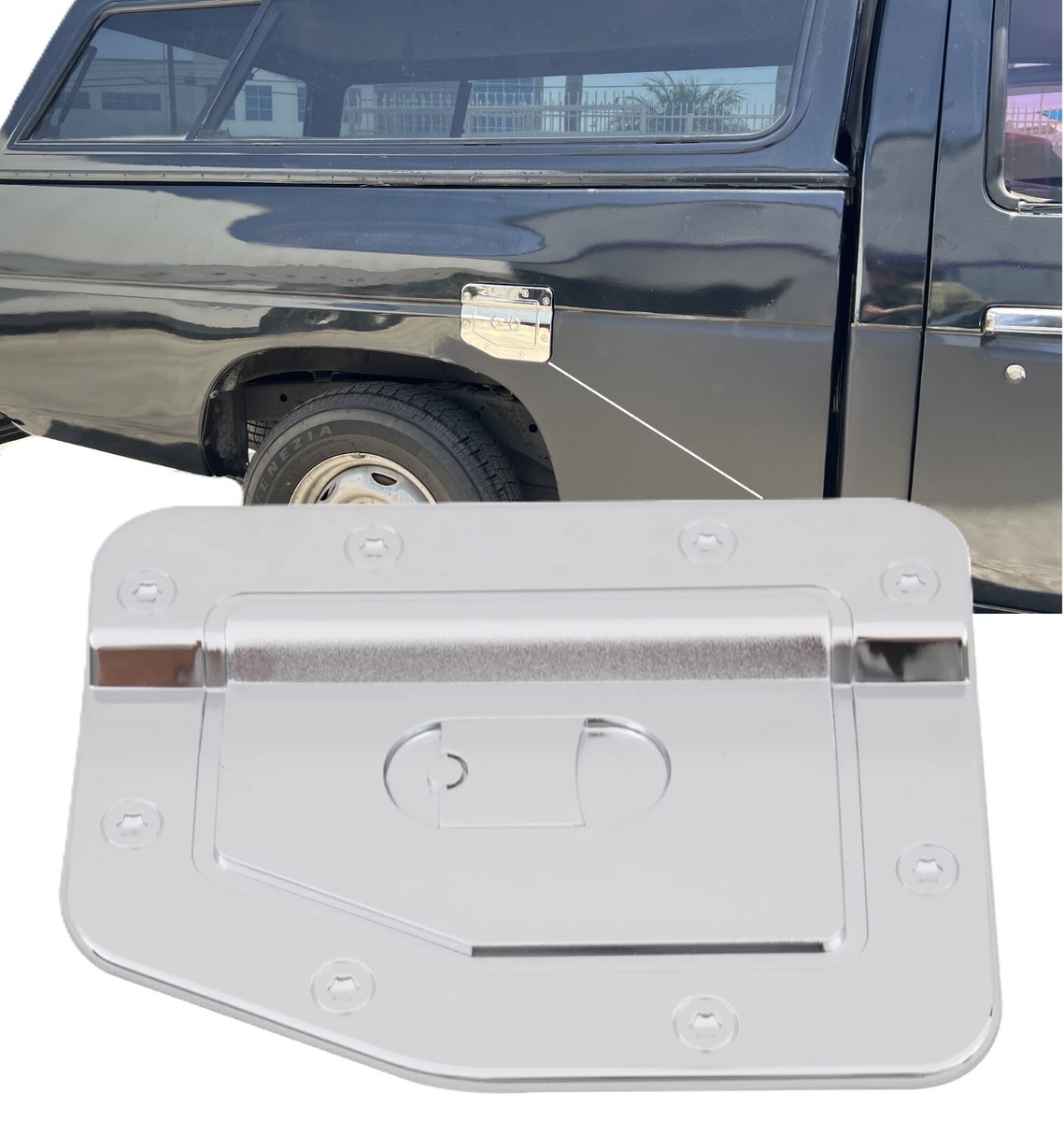 Fits 1986-1997 Nissan Hardbody Chrome ABS Gas Fuel Tank Door Cover