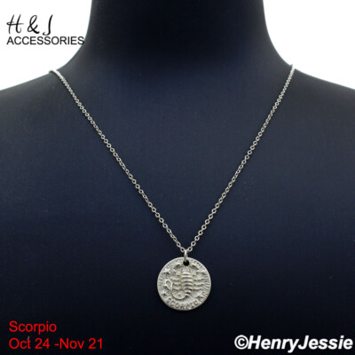 16''+2''WOMEN 925 STERLING SILVER ''SCORPIO'' ZODIAC HORSCOPE PENDANT NECKLACE*AWN12