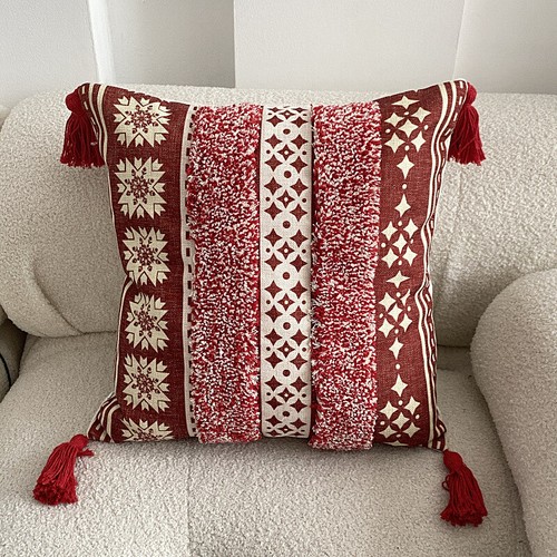 45CM Boho Embroidery Square Cushion Cover Tufted Pillow Cover Tassel Pillowcase - Picture 19 of 20