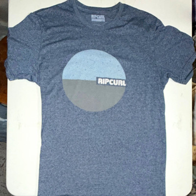 RIP CURL Men's Blue Graphic Print Logo T-Shirt L Crew Neck Short Sleeve