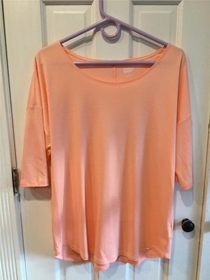 WOMEN'S NIB  SZ L 14-16 SHIRT TOP ORANGE PEACH COLOR LANDS END