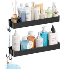 2 Pack Black in Shower Organizers,Adhesive Shower Caddy,No Rust Acrylic Showe...