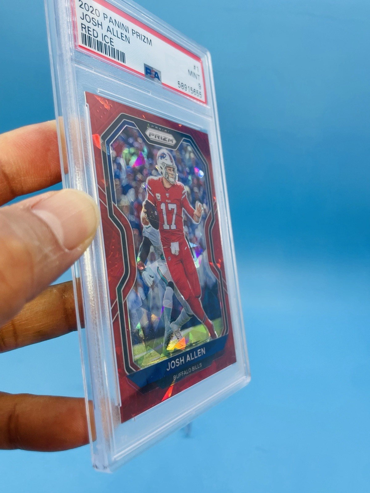 2020 Prizm ~ JOSH ALLEN ~ Red Cracked Ice Prizm 💥  PSA 9 MINT Color Match! 🔥 view 7