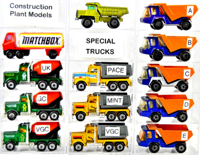 Various MATCHBOX SUPERFAST CONSTRUCTION CEMENT DUMPER TRUCKS Vehicle Mix Lot