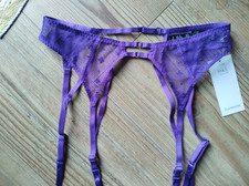 PURPLE SUSPENDER BELT SIZE 10 MARKS & SPENCER NEW & TAG