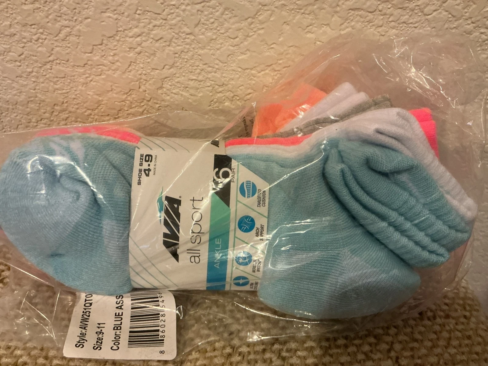 Avia Women Shoe Size 4-9 All Sport Athletic Cushion Ankle Socks 6-Pack NEW