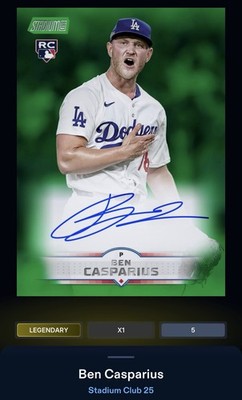 25 Topps Bunt DIGITAL Stadium Club Green Signature LEGENDARY 5cc Ben Casparius