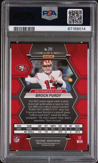 2023 Panini Mosaic Brock Purdy GENESIS - PSA 9 - #211 SSP view 2