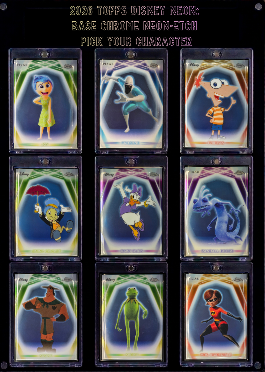 2026 Topps Disney Neon Base Chrome Neon-Etch Pick Your Character