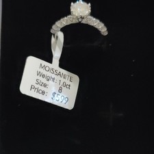 Round White/Colorless Moissanite Prong Engagement Ring White Gold Women Size 8