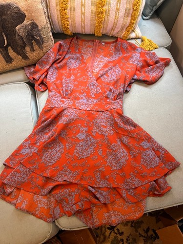 Women's Unbranded Orange Purple Floral Ruffle Jumper