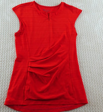 Athleta Shirt Womens Pacifica Wrap Frond Orange/Red Rash Gaurd 1/4 Zip size xs
