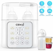 Baby Bottle Warmer, 9-In-1 Fast Baby Food Heater  Defrost, Double Bottle Warmer
