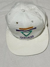 Vintage 90s Adidas Snapback Hat White Snap embroidered Hat