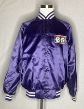 Vintage Purple Satin West Ark Seven Eleven Women Bomber Jacket Sz XL Made In USA