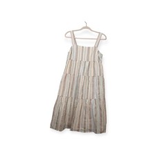 Women's Madewell Button-back tiered dress in textural rainbow stripe, size 4