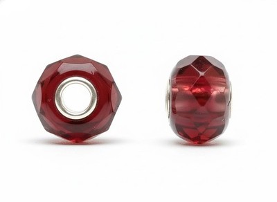 Authentic Trollbeads Red Ruby Faceted Glass Silver