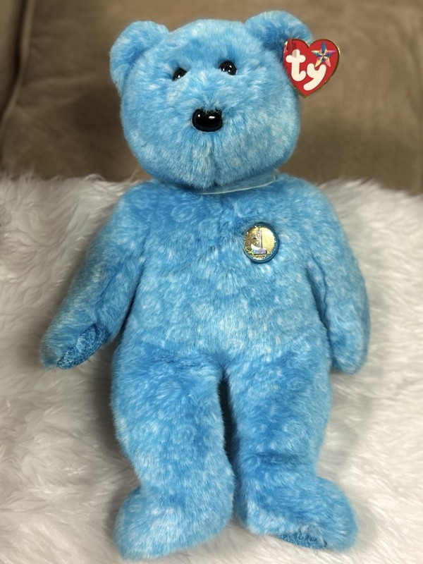 Ty Beanie Buddy Classy Blue Bear Plush Beanie Babies Vintage 2001