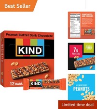 Gourmet Peanut Butter Dark Chocolate Bars - 7g Protein, 12 Count, Gluten-Free