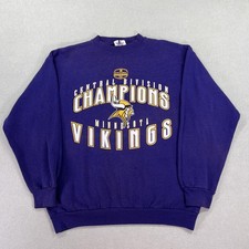Vintage 90s Minnesota Vikings Sweatshirt Men L Purple NFL Football Logo Athletic