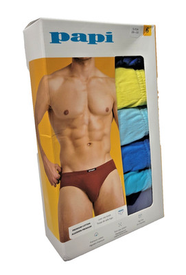 Papi Men's Cotton Low Rise Briefs 6 Pack Size S 28-30 Multicolor Premium Underwe