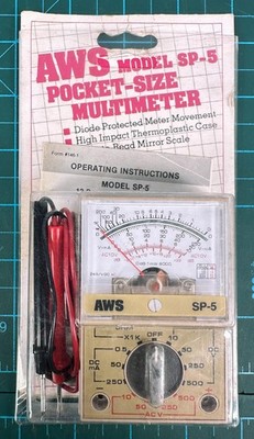 Vintage Sperry AWS SP-5 Analog Pocket-Size Multimeter VOM W Leads Korea