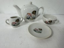 Vintage Miniature Childs Porcelain Tea Set Japan Mid Century Girl Scottie Dog