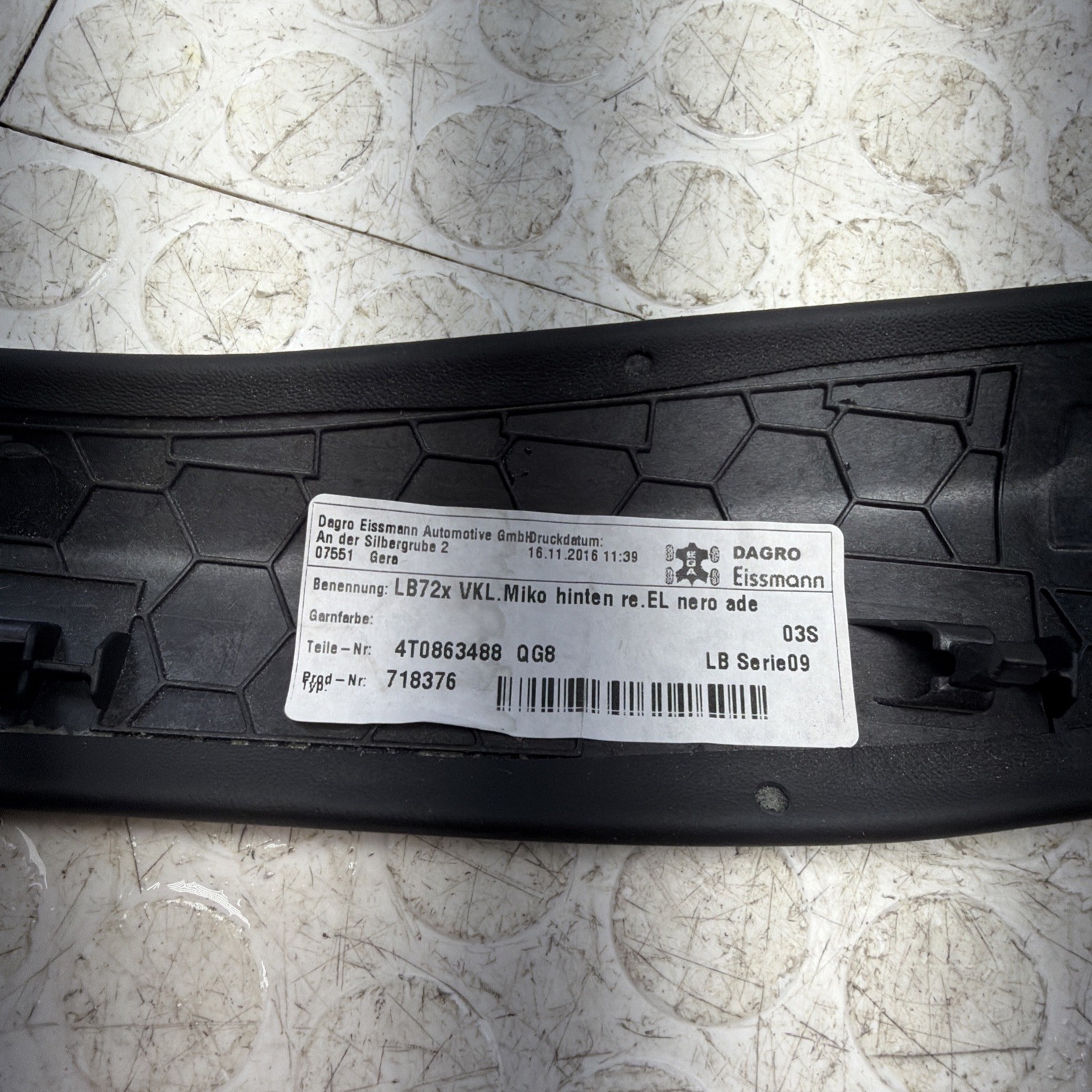 Center Console Right Side Trim Cover Panel 4T0863488 Lamborghini Huracan 2016 OE