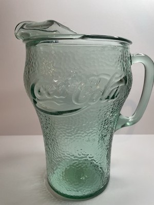 Coca-Cola 64 oz Green Textured Glass Pitcher w/ Handle & Lid, 2-Piece Set