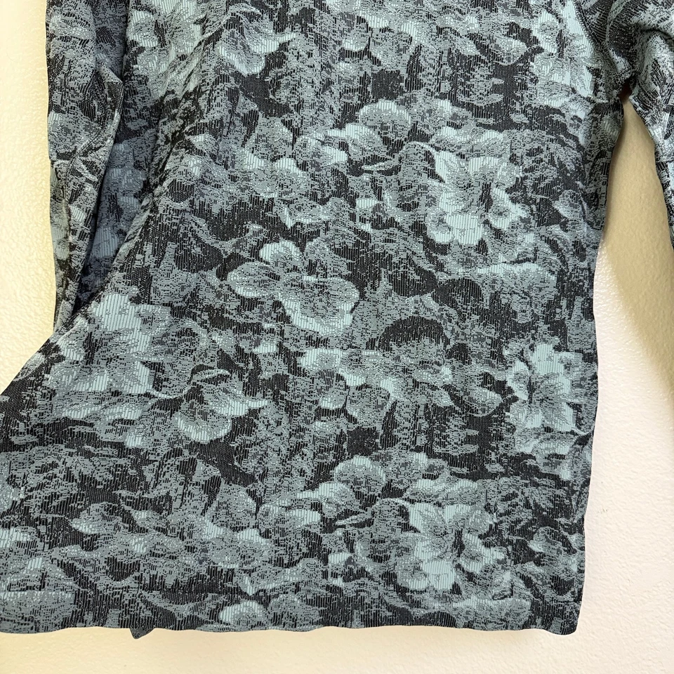 Top Athleta Momentum Mujer Medio Verde Negro Floral Manga Larga Correr Gimnasio Foto 2 de 4