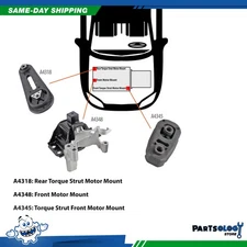 DNJ MMK1057 NEW Motor & Trans Mount Kit For 07-12 Nissan 2.0L DOHC