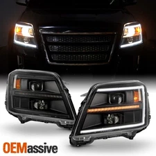For 10-15 GMC Terrain LED DRL Sequential Turn Signal Projector Black Headlights
