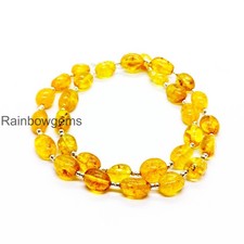 Yellow Citrine Necklace 8mm Round Beads, Natural Gemstone Beaded Necklace, Handm