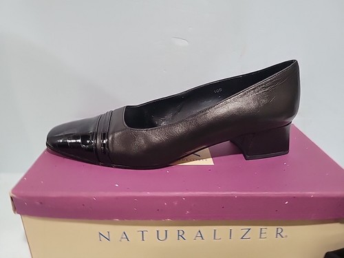 VANELI Black Suede Leather w/ Patent Tortoise Cap Toe Heels, Size 10s - Picture 8 of 11