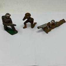Set of 3 Vintage Toy Lead Soldiers American WWI Infantry Soldier Cast Iron