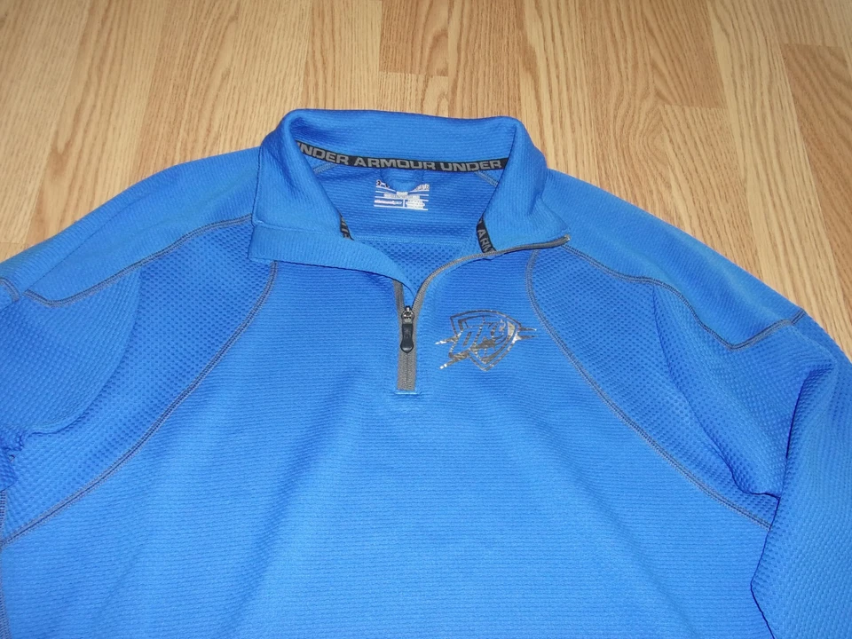 Pulôver Under Armour OKC Thunder masculino grande 1/4 zíper manga longa excelente estado. - Imagem 2 de 4