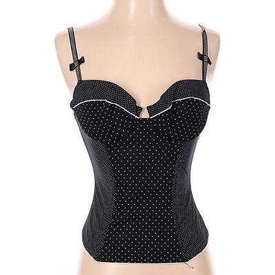 Vintage Deadstock Malizia La Perla Polka Dot Bow Strap Bustier Corset 36 B