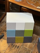 HABITAT MULTI COLOUR RETRO MINIMALIST CUBE SET OF 9 DRAWERS IDEAL JEWELLERY