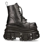 New Rock MILI083CCT-C4 Metallic Black Leather Military Boots