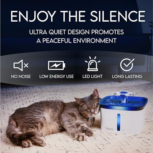 Veken 95oz/2.8L Pet Fountain, Automatic Cat Water Fountain Dog Water