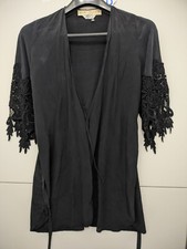 Stone Cold Fox Dress Womens OS BLK Mini Wrap 100 Silk Crochet Cuff Sleeve Solid