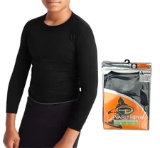 Duofold Thermal Varitherm Top Long Sleeve Crew Neck Base Layer Boys XS Black