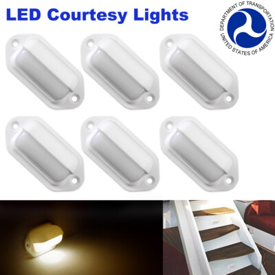 6PCS 12V RV Boat LED Courtesy Light Marine Trailer Stair Step Lamp Warm White