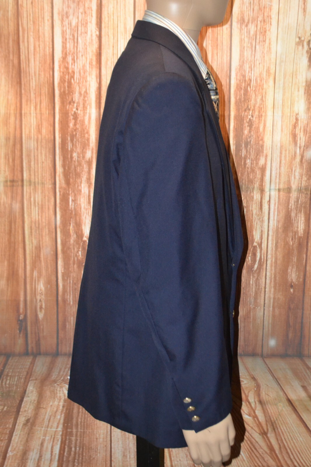 Vintage Burberry Navy Blue Super 100s 2 Front Button Sports Coat Blazer Sz 40R thumbnail 7