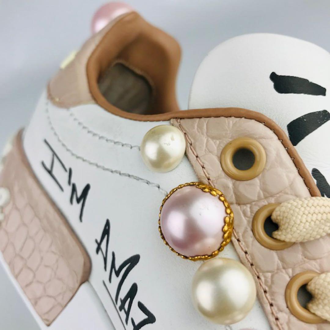 Luxury Dolce & Gabbana Sneakers 6.5US w/ Leather Pearls