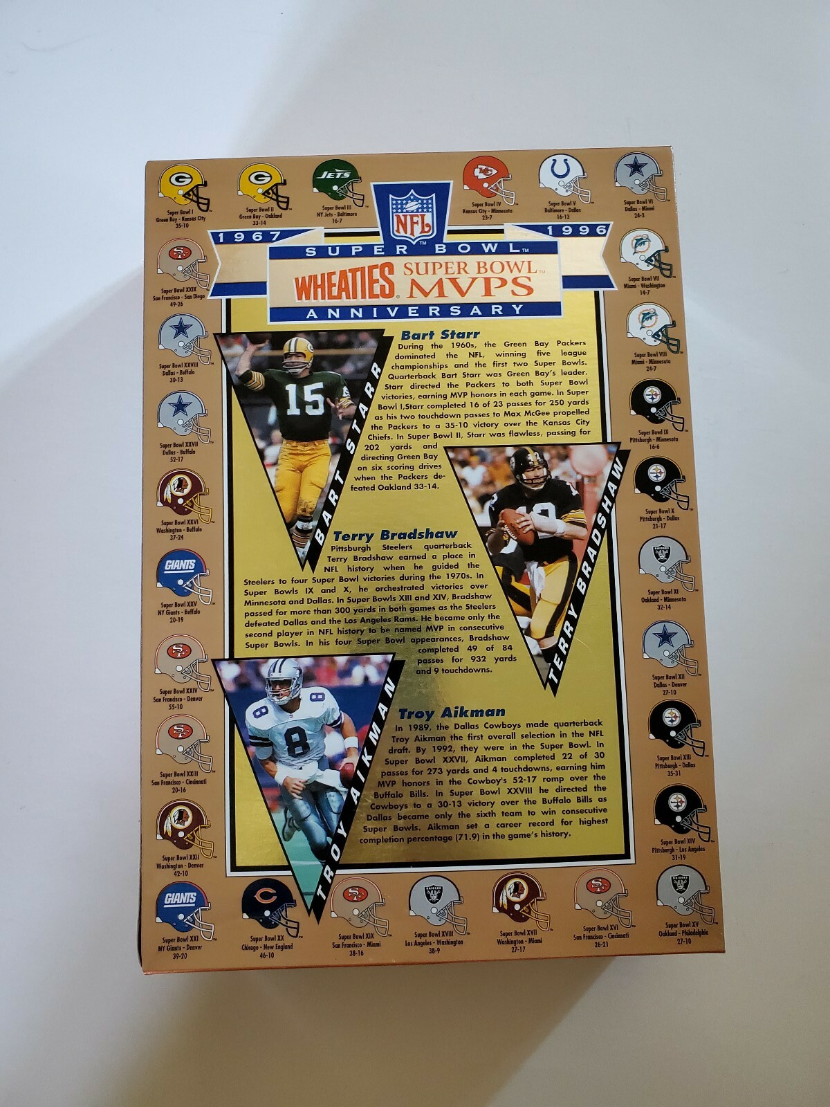 WHEATIES Cereal Box 1996 NFL SUPER BOWL 30th ANNIVERSARY Starr/Bradshaw/Aikman eBay