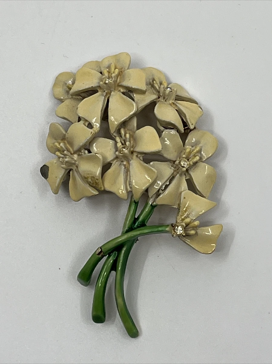 Vintage Estate BSK My Fair Lady Yellow Enamel Rhinestone Flower